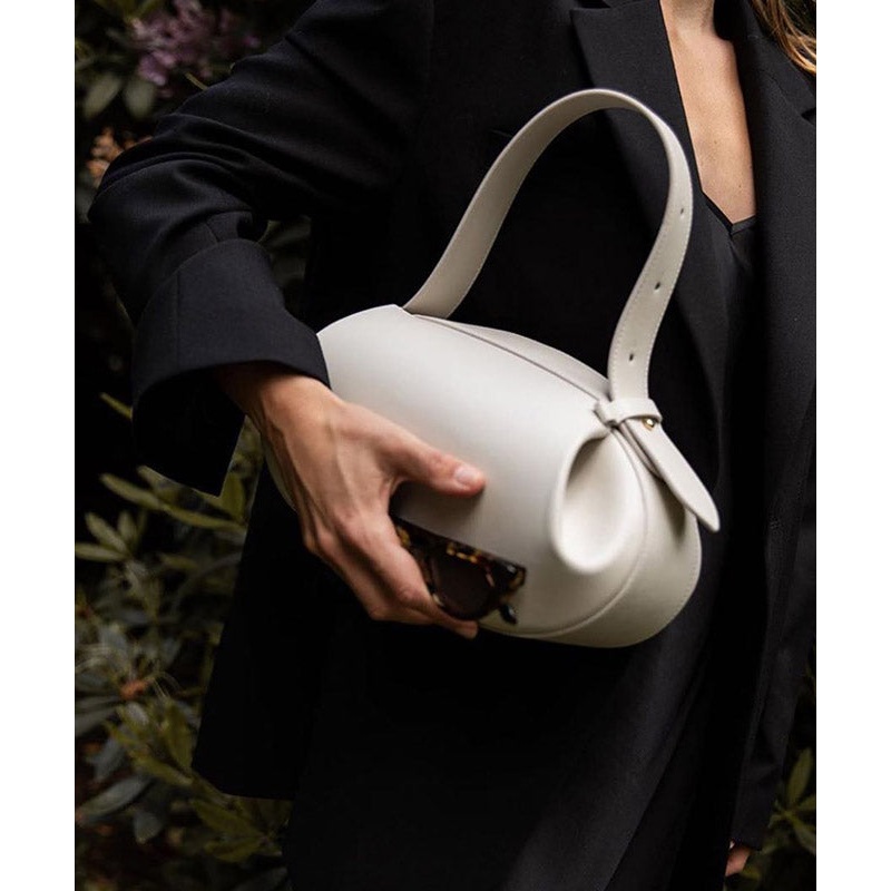 Handmade White Faux Leather Tote Messenger Bag