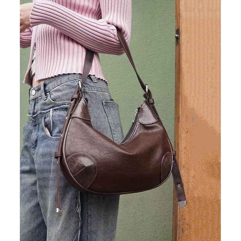 Original Design Brown Green Faux Leather Satchel Bag Handbag