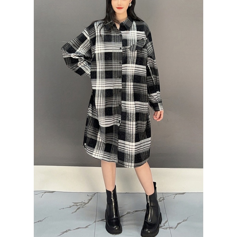 Black Button Cotton Blouses Dresses Peter Pan Collar Fall