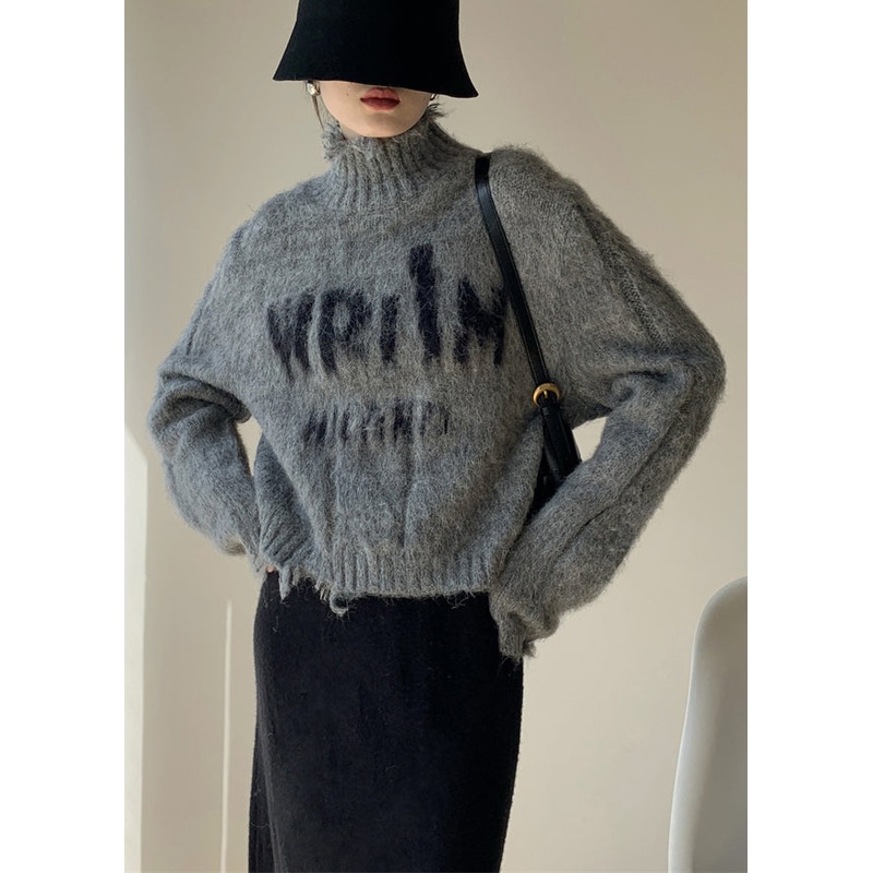 Grey Hole Cozy Knit Winter Sweaters Turtleneck
