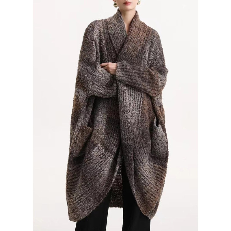 Loose Coffee Pockets Cozy Wool Cardigan Batwing Sleeve