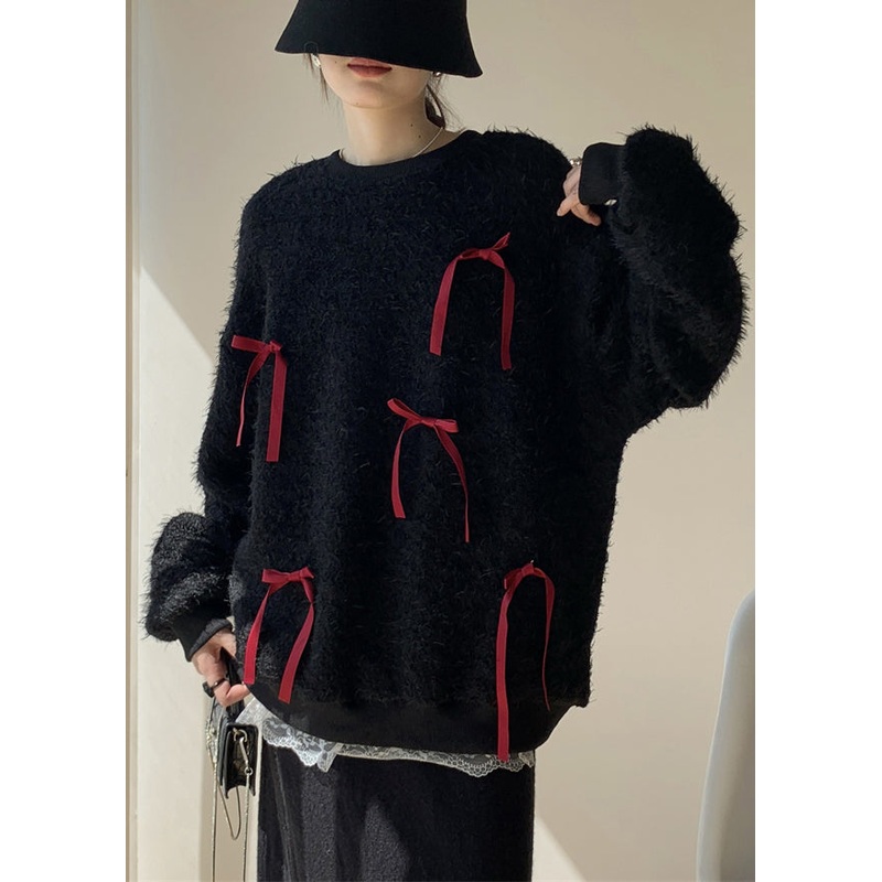 Red Fluffy Cozy Knit Sweaters O Neck Winter