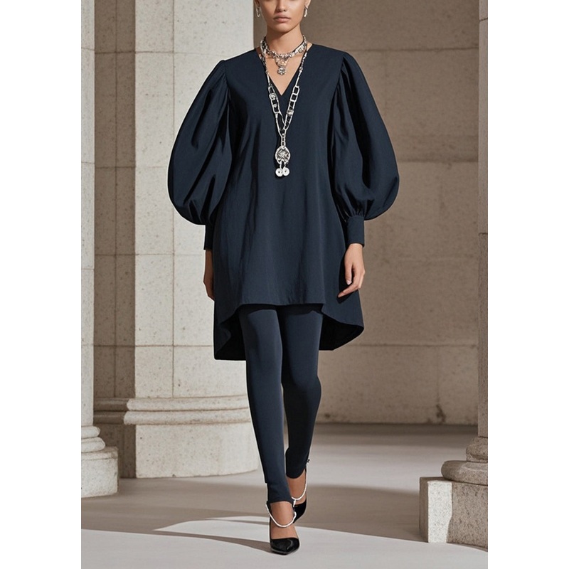 Beautiful Black Puff Sleeve Cotton Work Dress Fall