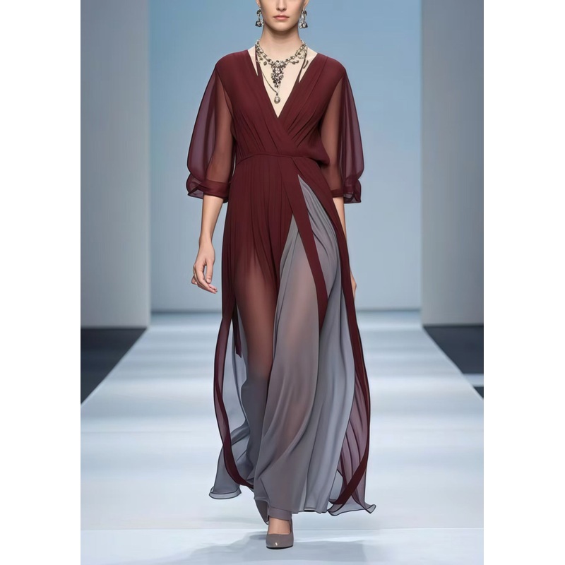 Women Mulberry Patchwork Exra Large Hem Draping Dress Summer