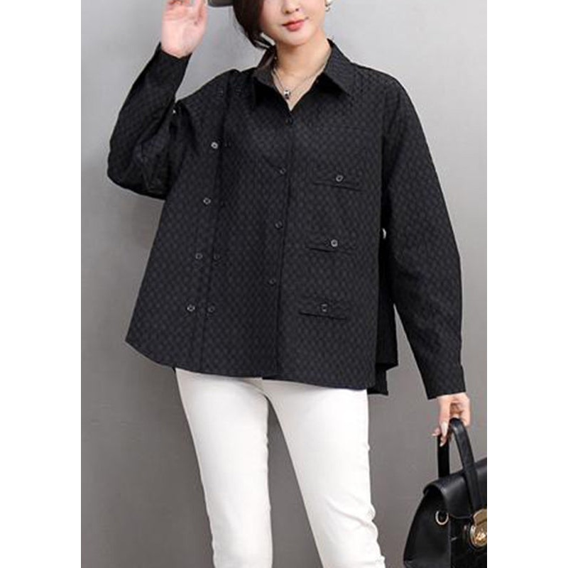 Brief White Peter Pan Collar Patchwork Button Shirts Spring